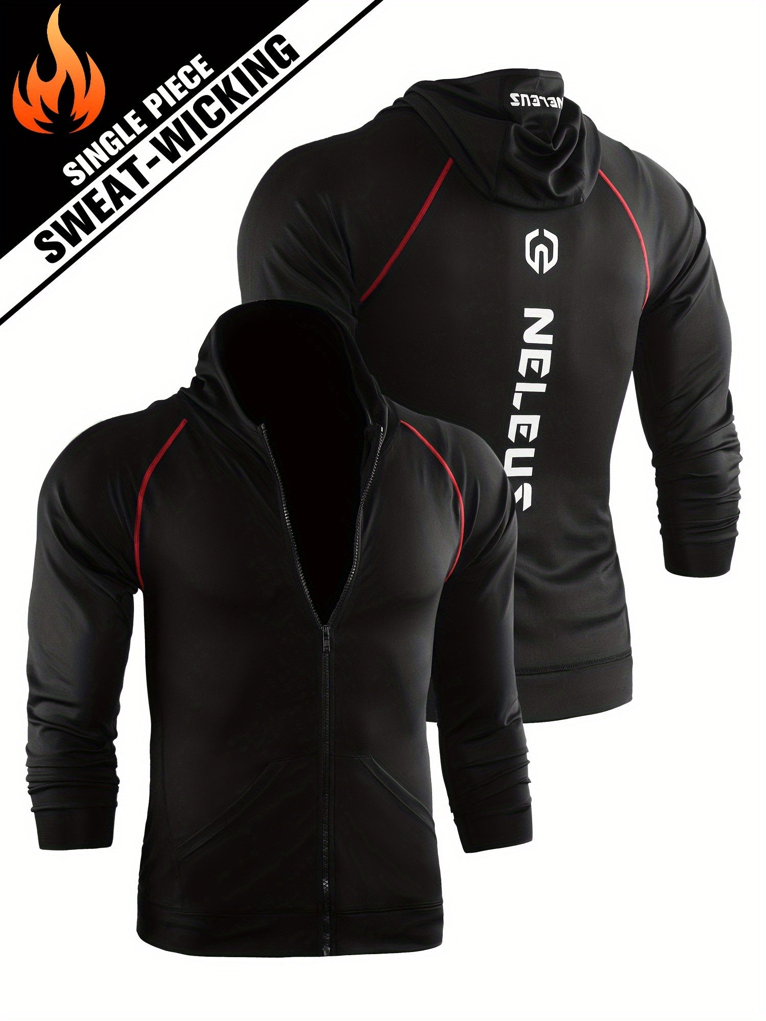 Men's Compression Zip Up Hoodie Sweat Absorbing Long Sleeve Tops