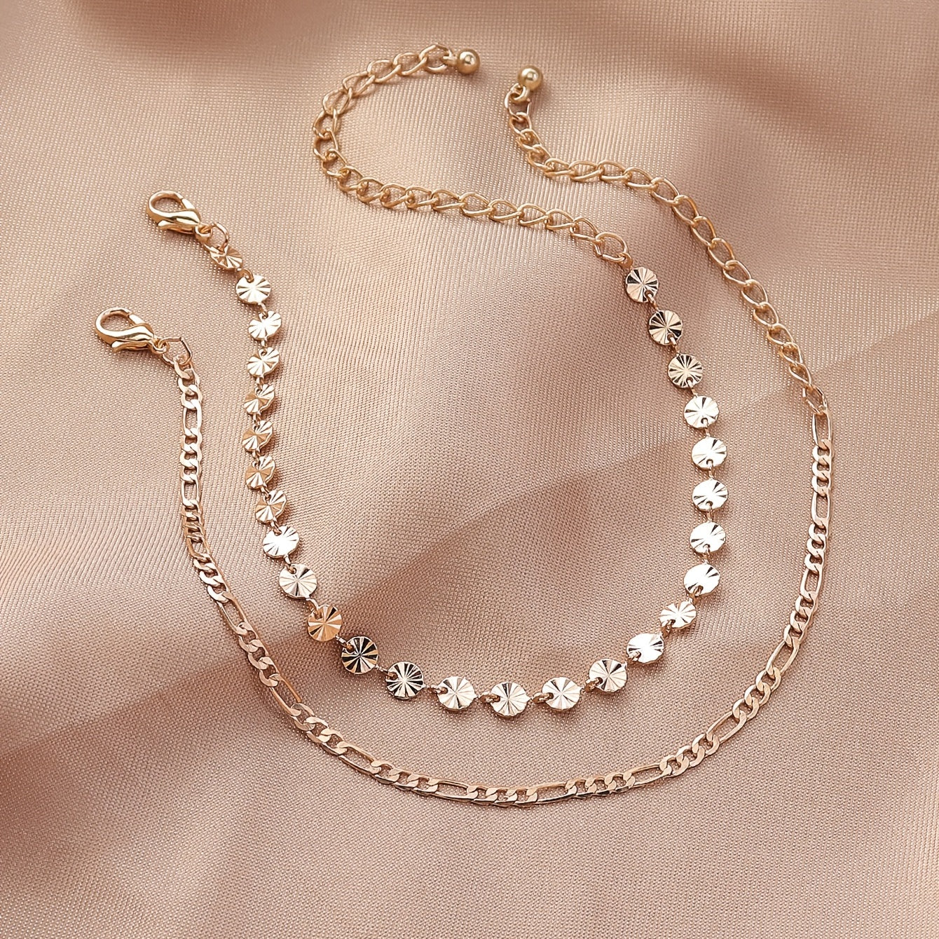 2 Pcs Sunflower Anklet Set Minimalist Foot Jewelry