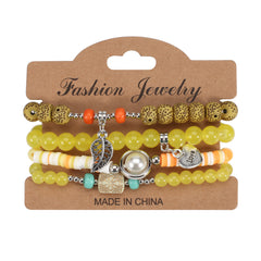Colorful Beaded Bracelet Set Boho Style Hand Jewelry for Women