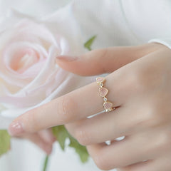 Golden Love Opal Ring Adjustable Ring Heart shaped