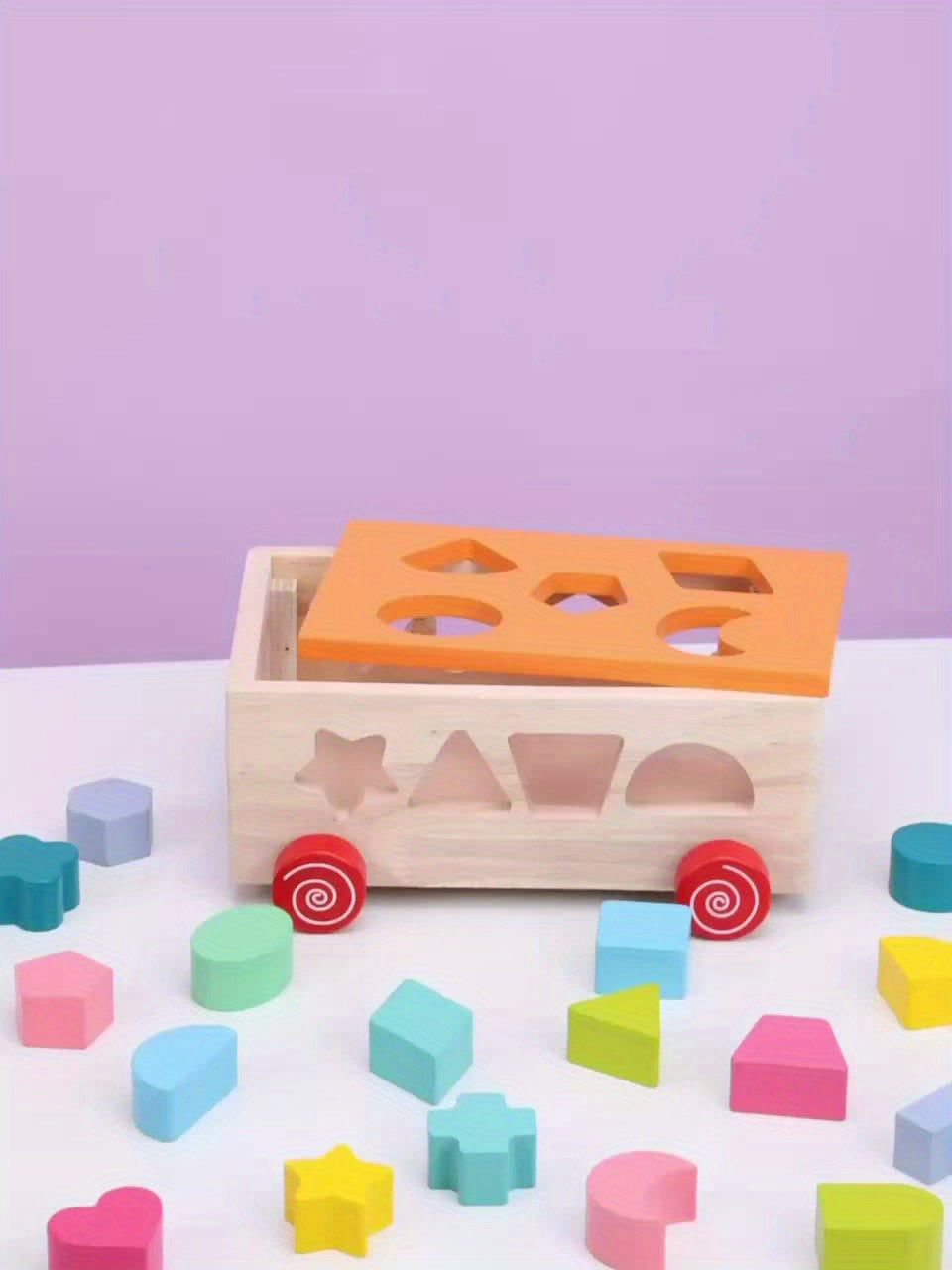 Hibobi 17 Hole Colorful Intelligence Box Cart Toy Building Block Shape Matching