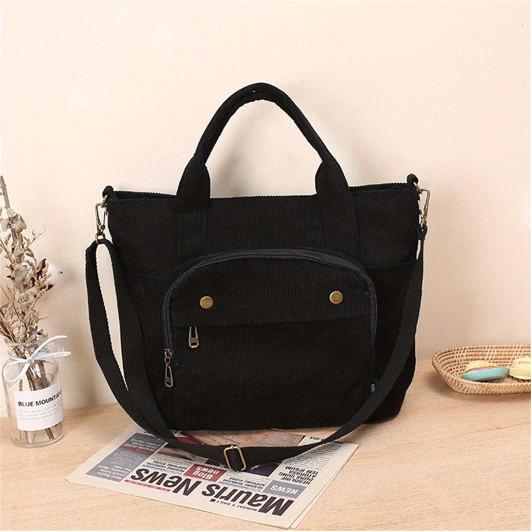 Corduroy Satchel Crossbody Bag Lightweight Durable Tote Bag