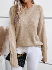 Women's Solid Crew Neck Pullover Sweater for Fall & Winter
