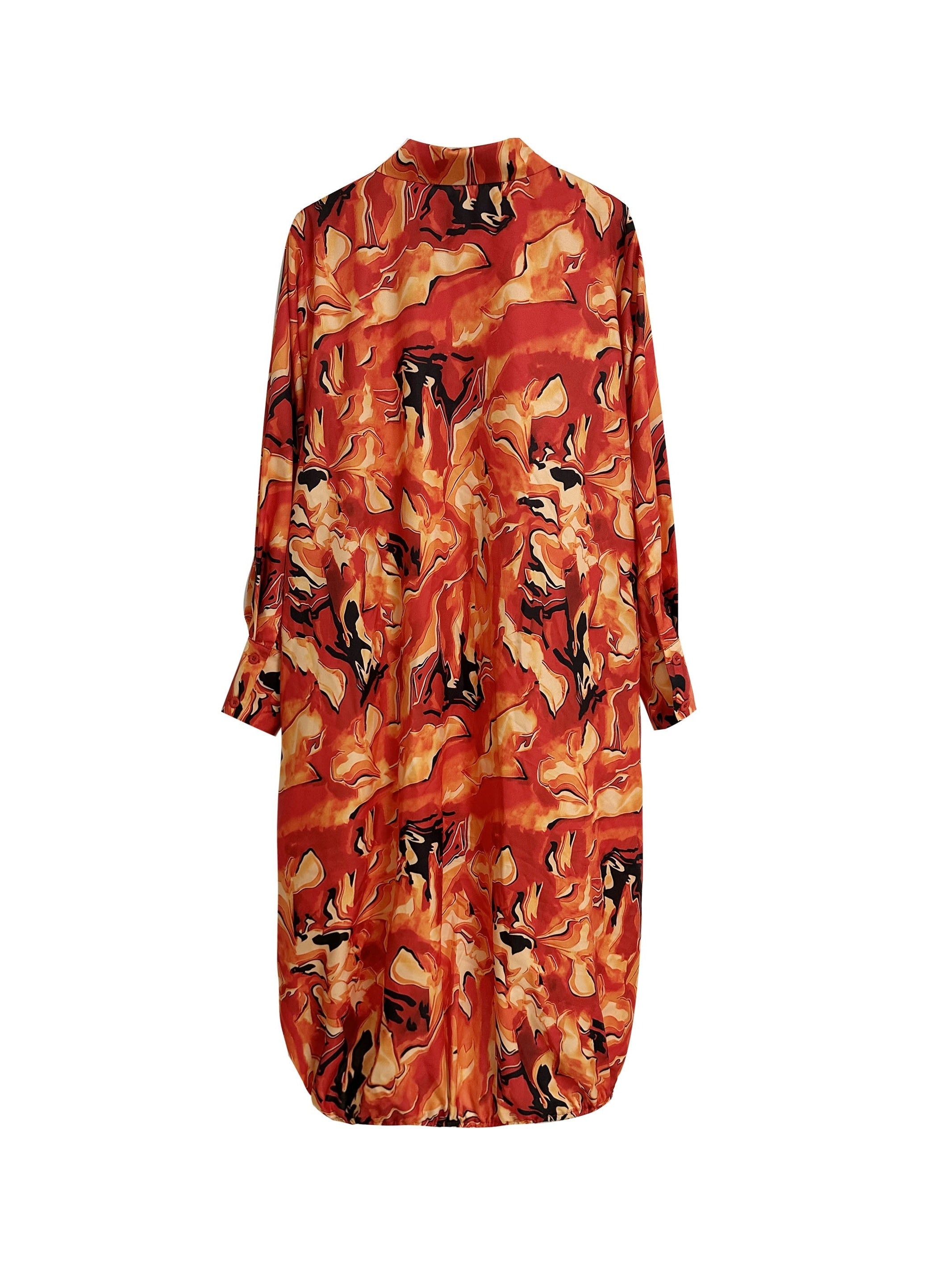 Women's Plus Marble Print Button Up Collar Dress