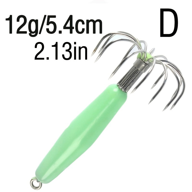 5pcs Luminous Squid Jig Hooks Hard Bait Fluorescent Fishing Stainless Steel
