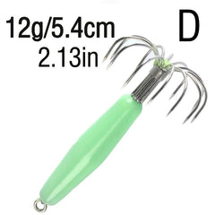 5pcs Luminous Squid Jig Hooks Hard Bait Fluorescent Fishing Stainless Steel