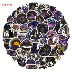 50pcs Gothic Dark Magic Vinyl Stickers Irregular Shapes for DIY Decor