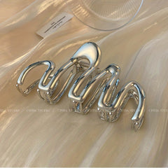 3pcs Metal Wave Hair Claw Large Back Head Shark Claw Headwear Hair Accessories