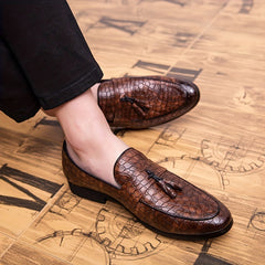Men's Embossed Tassel Loafers Comfy Casual Shoes