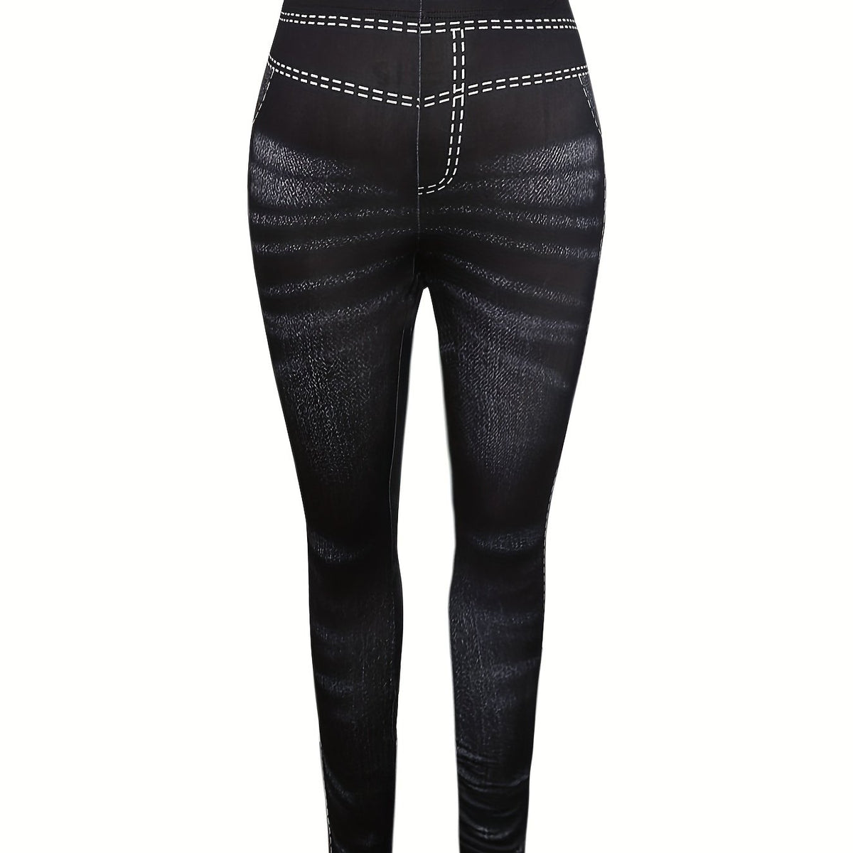  Denim Print High Stretch Fitness Leggings