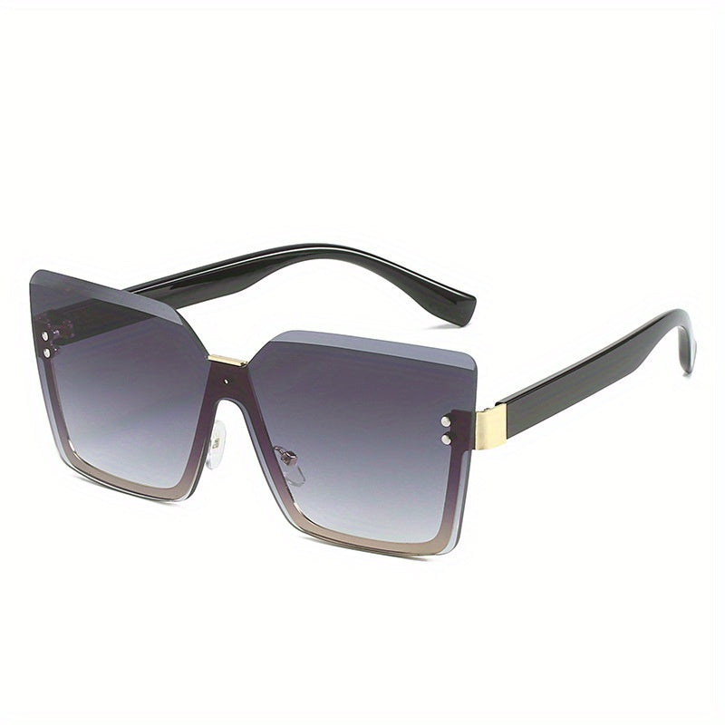 Oversized Semi Rimless Sunglasses For Women Men Gradient Glasses UV400