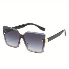 Oversized Semi Rimless Sunglasses For Women Men Gradient Glasses UV400