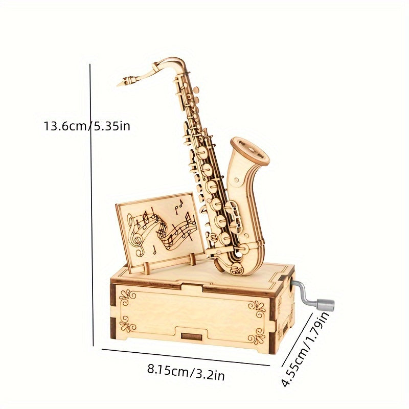 DIY Saxophone Puzzle Wooden Music Box Ideal Birthday Gift Teens