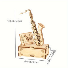 DIY Saxophone Puzzle Wooden Music Box Ideal Birthday Gift Teens