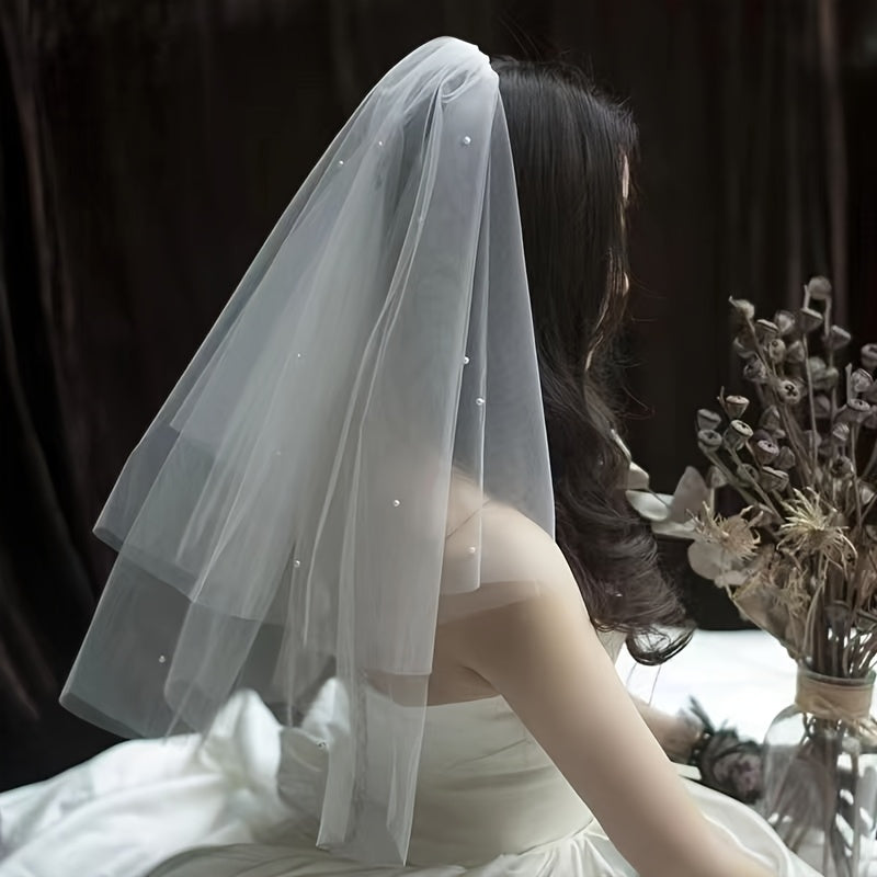 Double Layer Floral Bridal Veil Headband European & American Style
