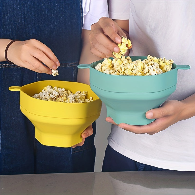 Silicone Popcorn Bucket High Temp Resistant Popcorn Bowl Handle