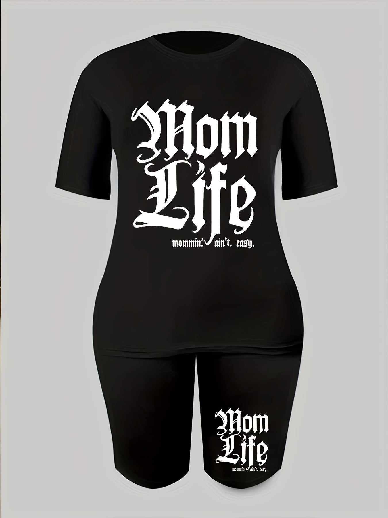 2pcs Summer Sports Suits Letter Print Short Sleeve T shirts & Shorts