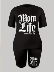 2pcs Summer Sports Suits Letter Print Short Sleeve T shirts & Shorts