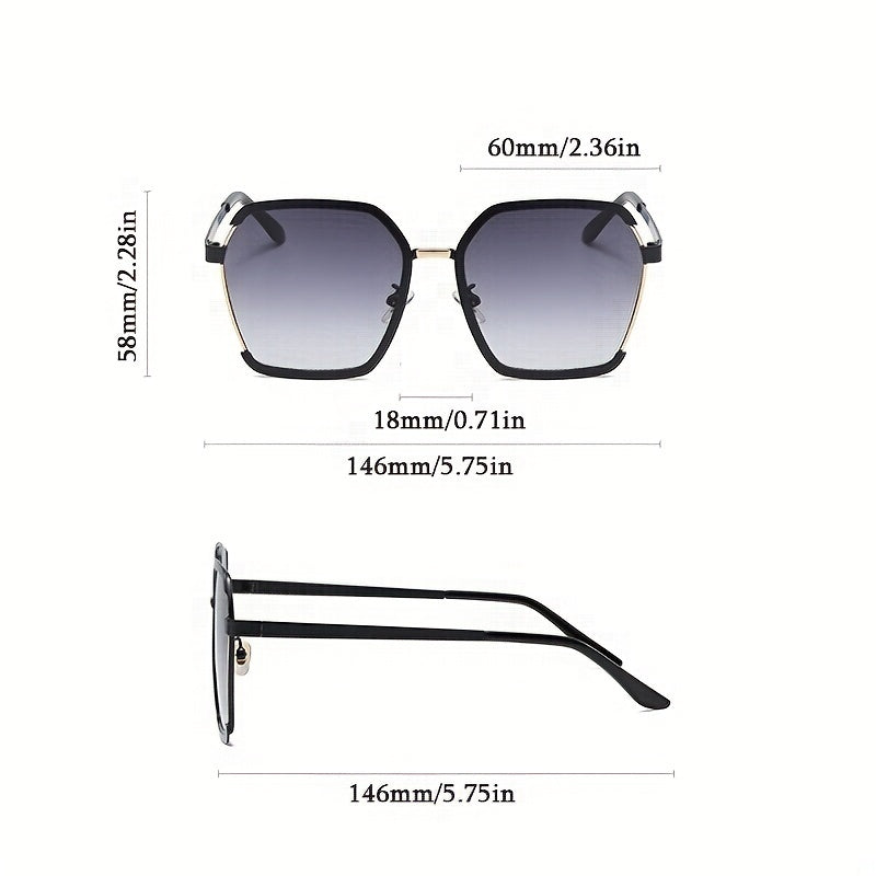 Large Polygon Sunglasses Gradient UV400 Metal Sun Shades Glasses