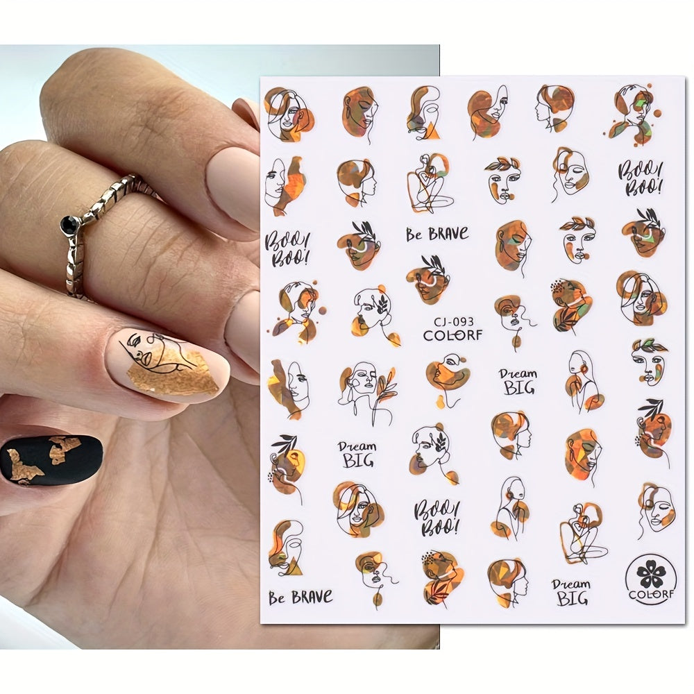 3D Graffiti Nail Art Stickers Abstract Line DIY Manicure Tips Decoration