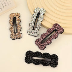 Wavy Rectangle Snap Clip Rhinestone Hair Accessory