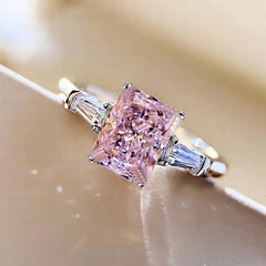 Square Pink Zircon Ring Size 5 10
