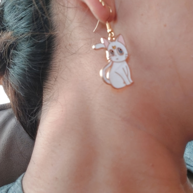 Cartoon Cat Dangle Earrings Animal Metal Drop Earring Lovely Jewelry