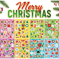 8pcs Christmas Self-adhesive Waterproof Cartoon Stickers for Party Decoration