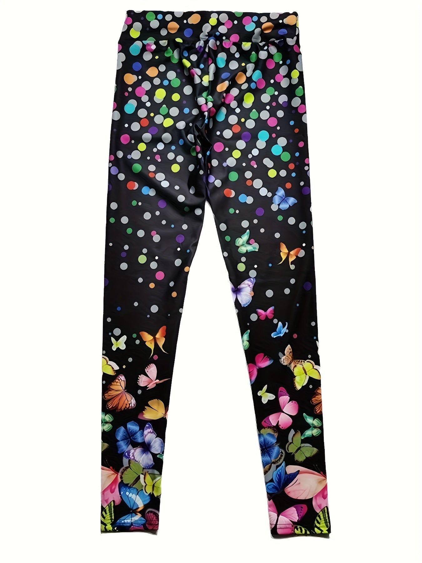Butterfly & Polka Dot Print High Waist Yoga Legging Women's Activewear