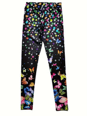 Butterfly & Polka Dot Print High Waist Yoga Legging Women's Activewear