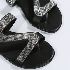 Women's Rhinestone Slide Sandals Bohemian Flatform Shoes