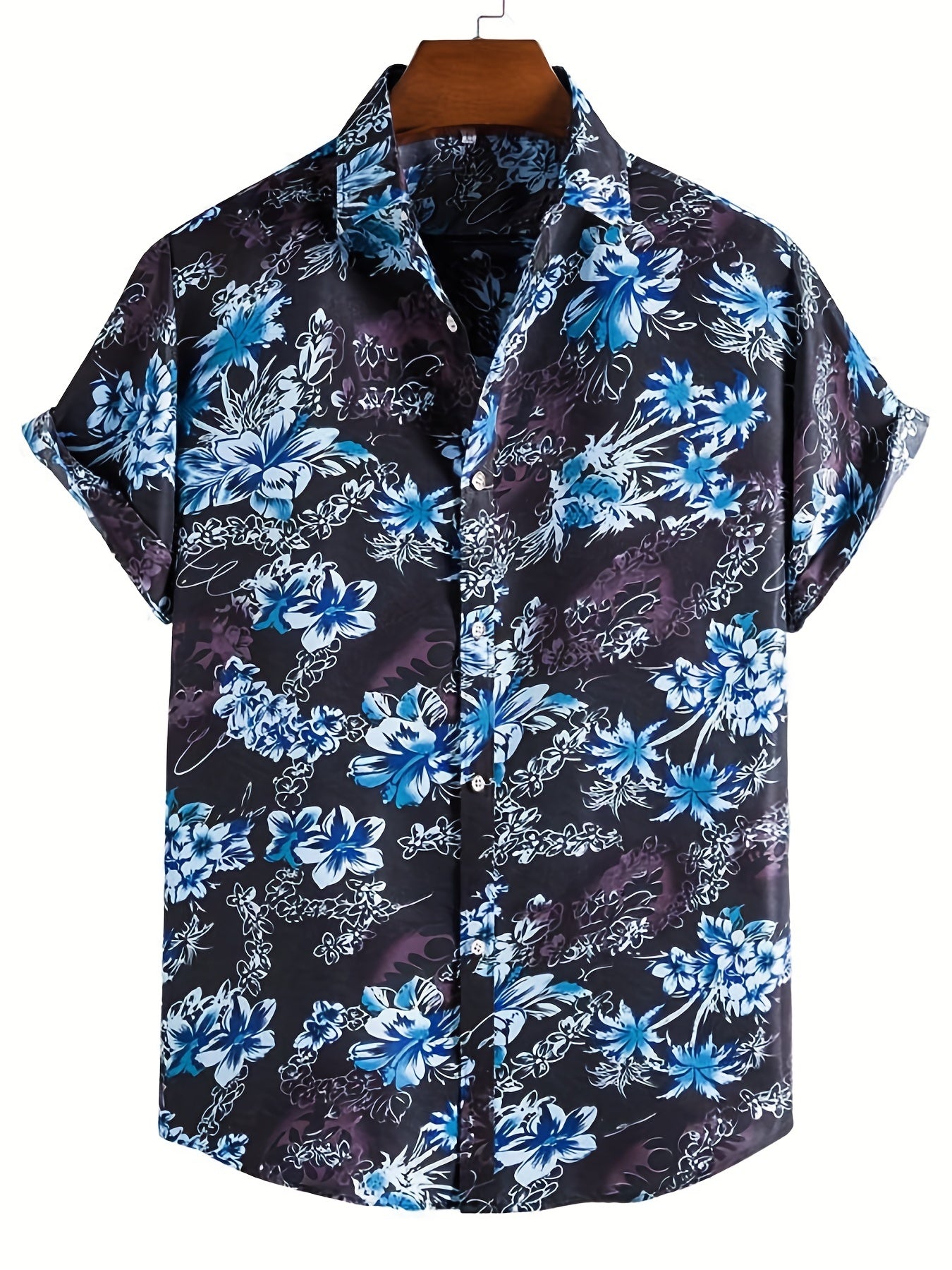 Hawaiian Print Casual Short Sleeve Men's Shirt for Summer Vacation