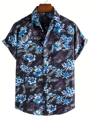 Hawaiian Print Casual Short Sleeve Men's Shirt for Summer Vacation