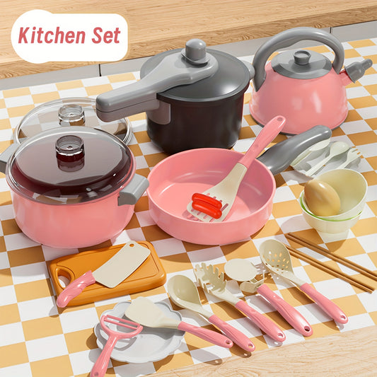 28pcs Pink & Green 26pcs Red Play Kitchen Toy Set Pretend Play