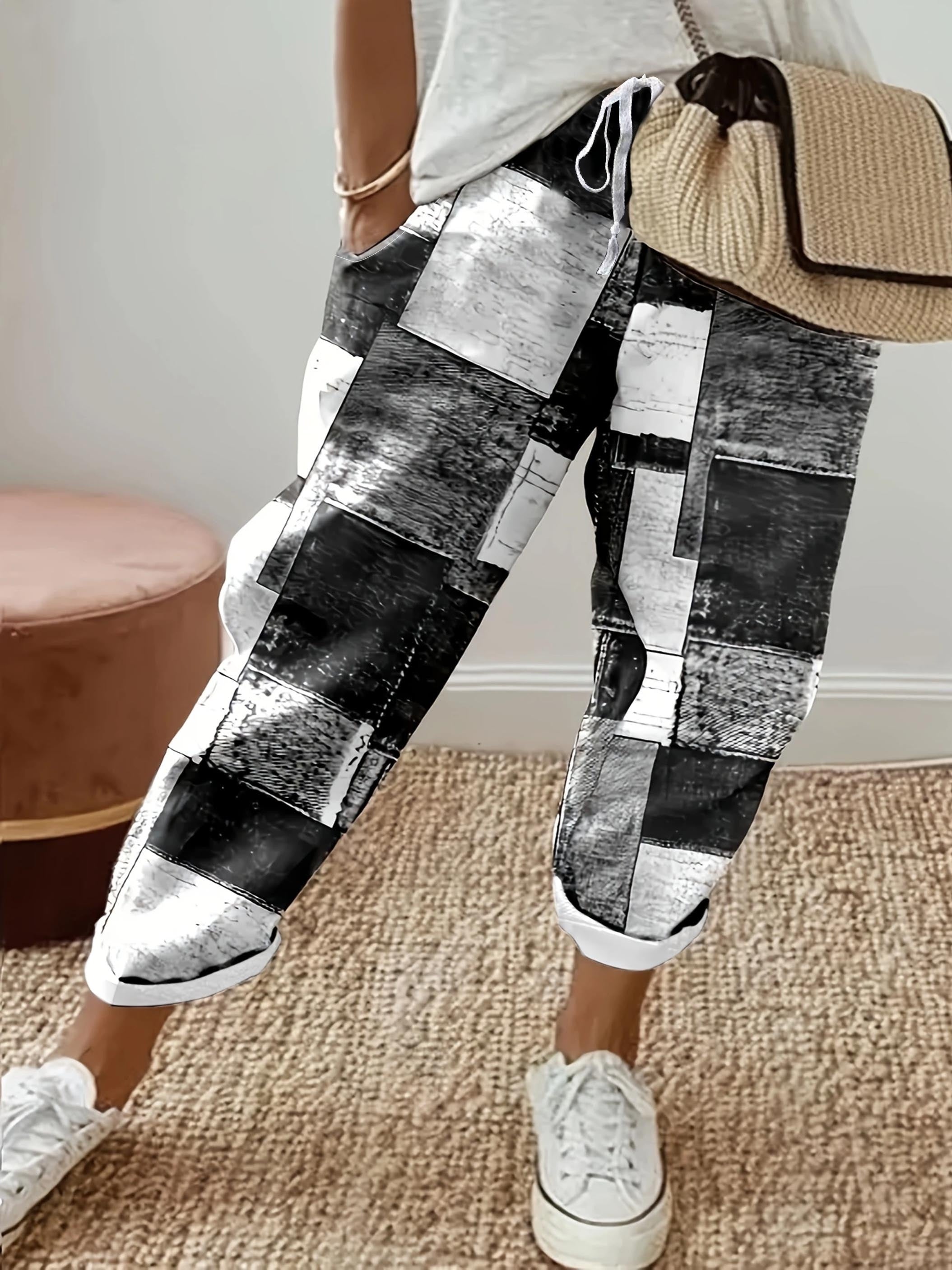Women's Plus Plaid Print High Rise Straight Leg Pants