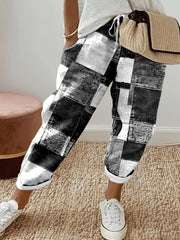 Women's Plus Plaid Print High Rise Straight Leg Pants