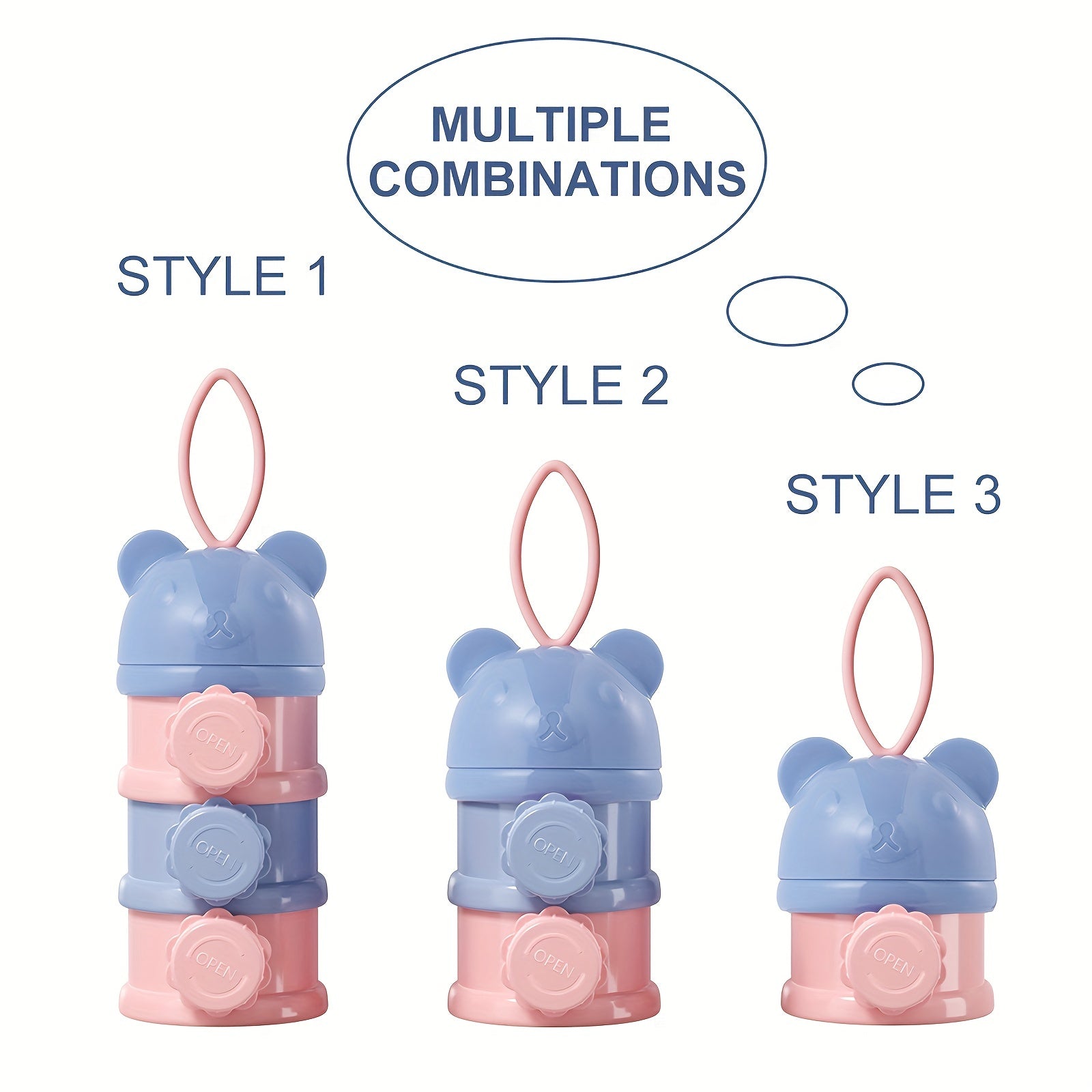 3 Layers Stackable Formula Dispenser Portable Formula Container 13OZ