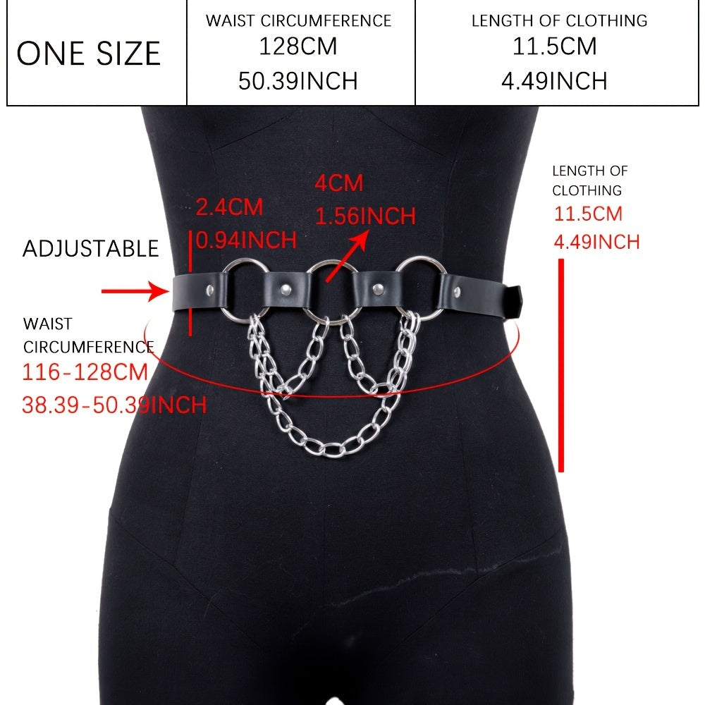 Waist Belt With Chain Pu Leather Harness Belt For Women