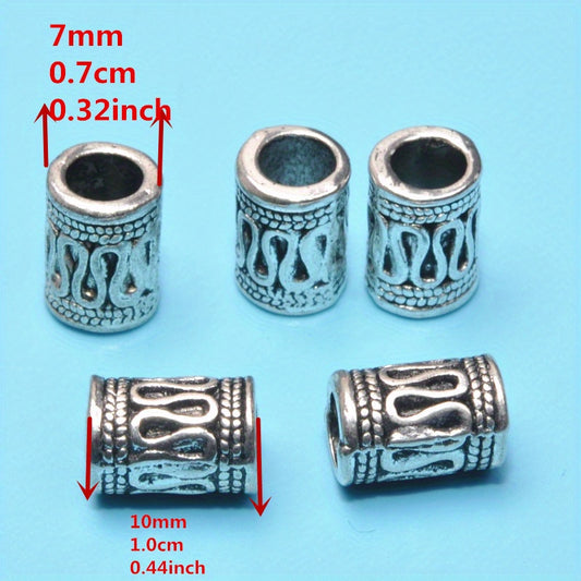 10pcs Vintage Silver Tube Charm Beads for 3mm Jewelry Cord