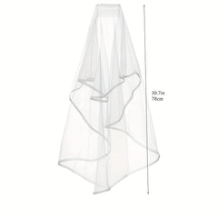 Bridal Wedding Veil Headdress White with Pearls and Lace
