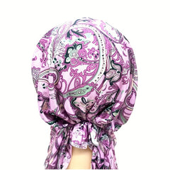 Paisley Print Head Wrap Casual Elastic Turban Soft Long Tail Bonnet