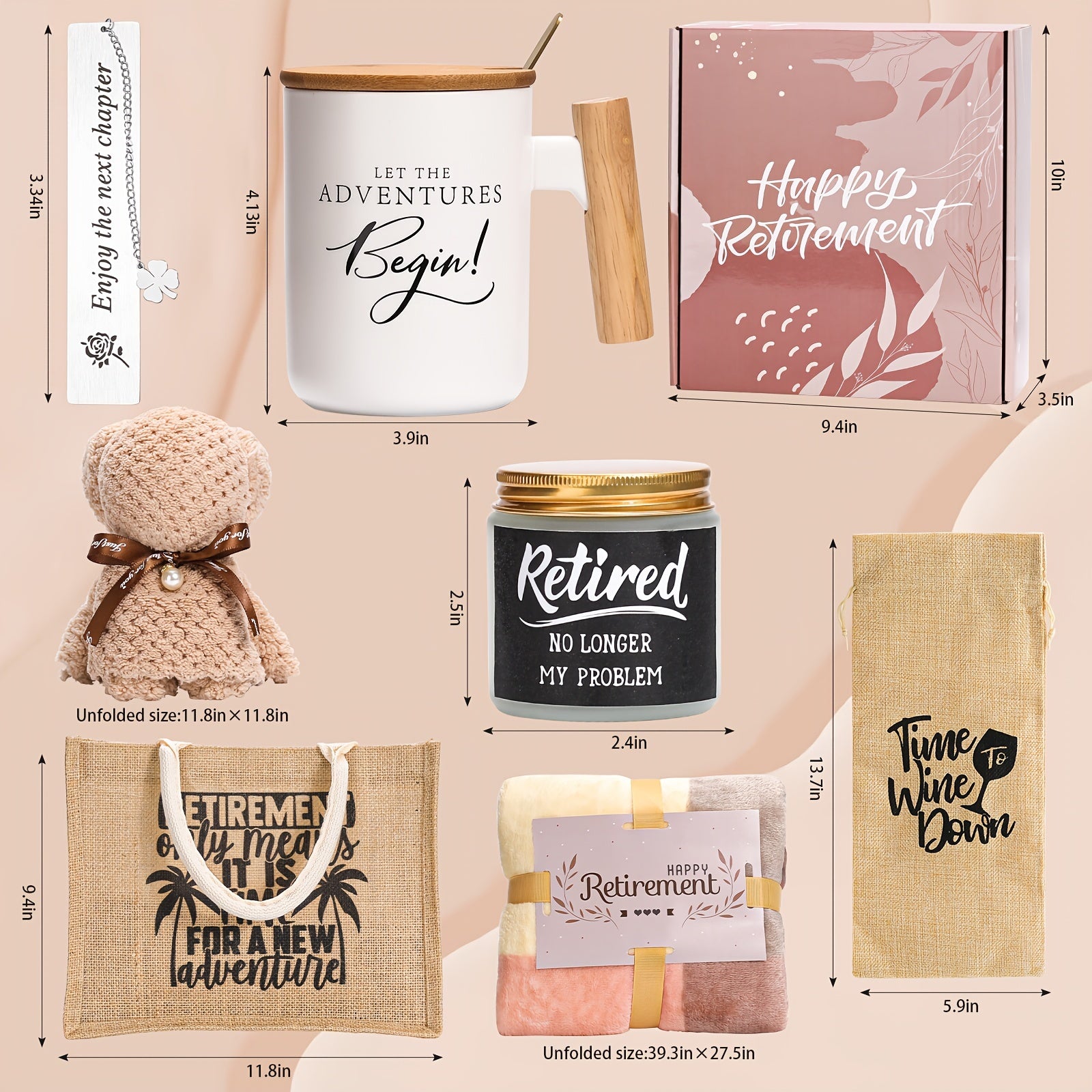 Happy Retirement Coffee Mug Beach Travel Bag Set