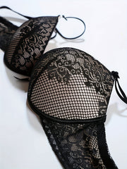 Lace Push Up Bra  Comfy & Breathable Bow Tie Bra