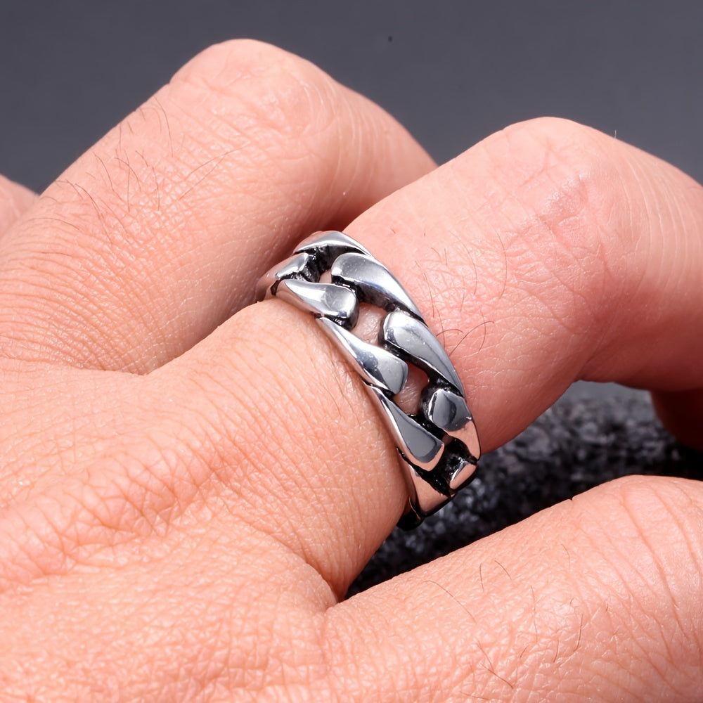 European American Men's Twist Ring Cuban Chain Ring Hip Hop Couple Ring