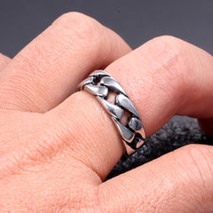 European American Men's Twist Ring Cuban Chain Ring Hip Hop Couple Ring