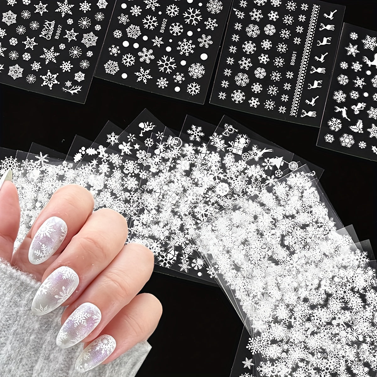 30 Sheets 3D Snowflake Nail Art Stickers Christmas Winter DIY Decoration