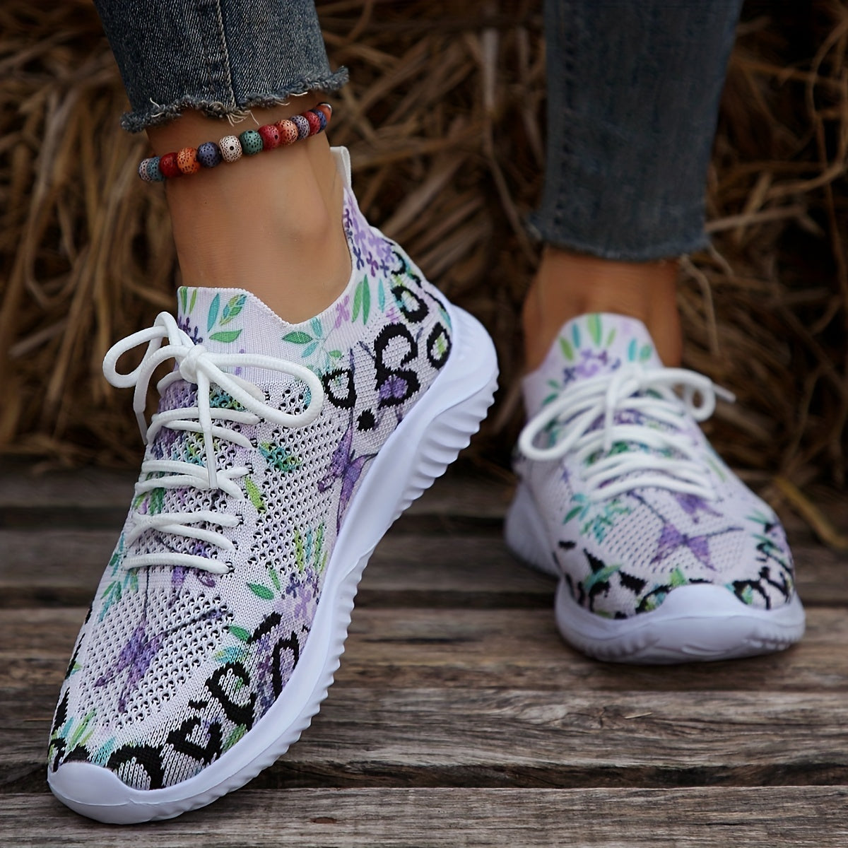 Women's Print Shock Absorbing Running Shoes Comfortable Travel Shoes