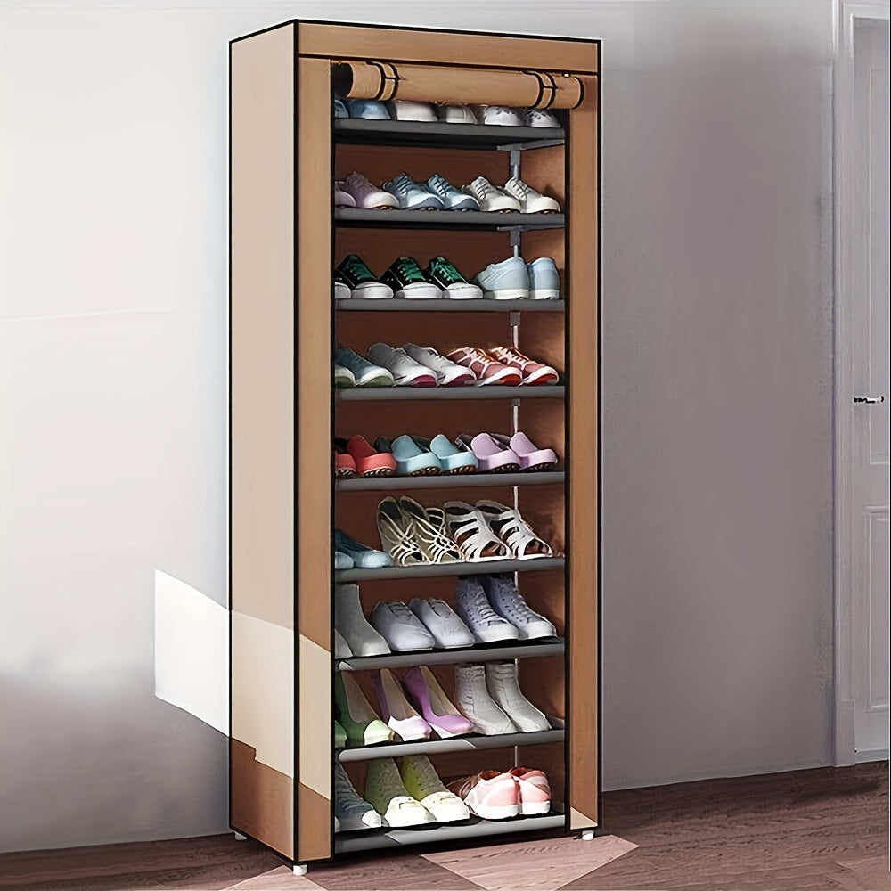 Large Capacity Shoe Rack w/ Dust Proof Curtain Shoes Storage Shelf