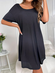 Scoop Neck Short Sleeve Lounge Dress