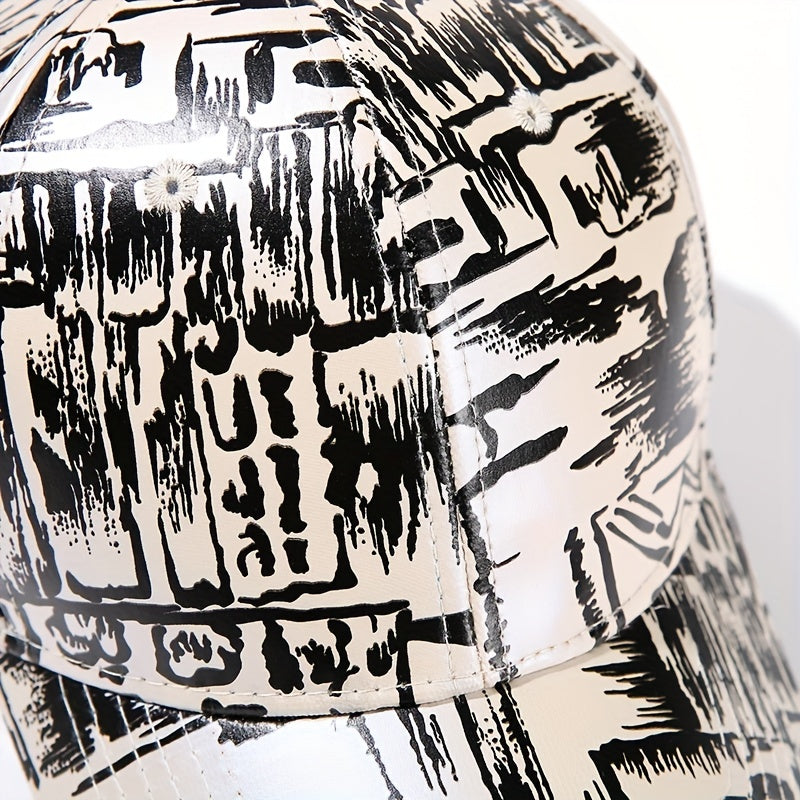 Hip Hop Graffiti Baseball Cap Tie Dye Print Beige Dad Hat Adjustable Sun Hats